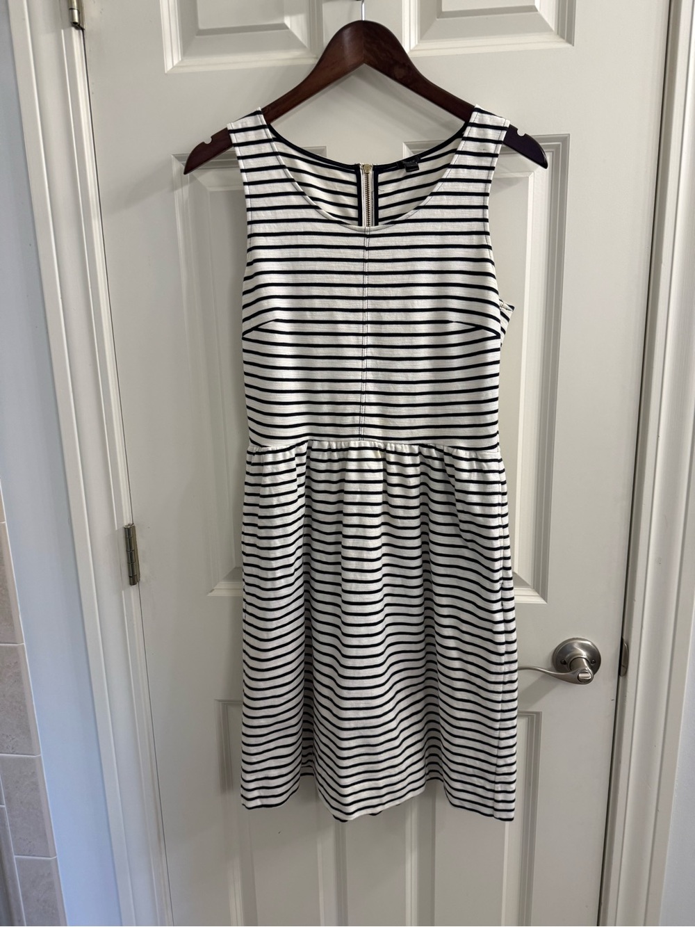JCrew Striped Sleeveless A-Line Dress - Black and White